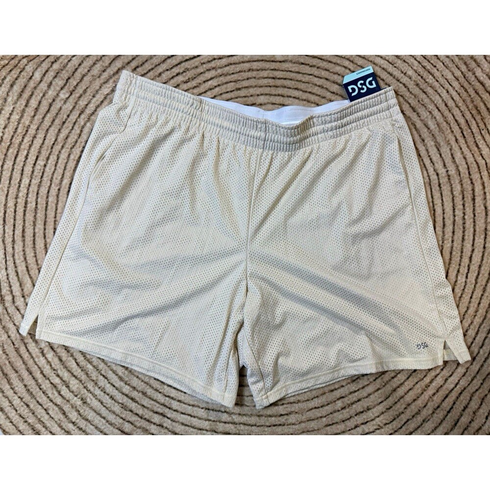 DSG Women's Beige Solid Mesh Athletic Shorts XL Drawstring Elastic Waist